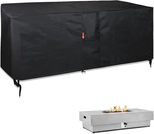 Vista 16 de SheeChung Cubierta cuadrada para hoguera de 30 pulgadas de largo x 30 pulgadas de ancho x 24 pulgadas de alto, resistente al agua 600D, cubierta