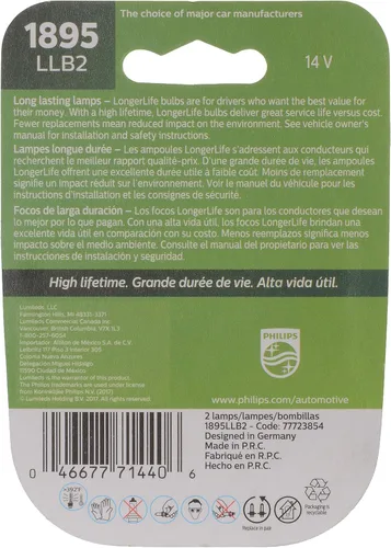 Vista 2 de Philips Automotive Lighting Bombilla miniatura LongerLife 1895LLB2 1895, paquete de 2