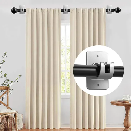 Vista 3 de 4 soportes para barra de cortina sin taladro, soportes autoadhesivos para barra de cortina, sin taladrar, soporte de barra de cortina de plástico