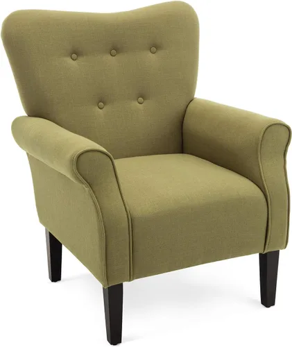 Vista 19 de BELLEZE Silla de Acento Moderna para Sala de Estar, Sillón Floral de Respaldo Alto con Patas de Madera, Silla Lateral Tapizada Wingback