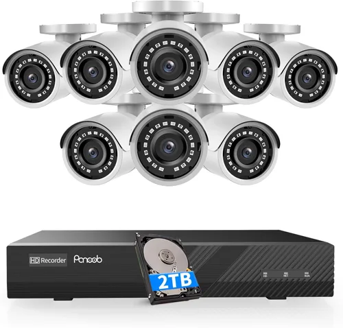 Vista 14 de Sistema de seguridad de 4 cámaras, 4 cámaras IP PoE bullet con cable para exteriores de 5MP con micrófono/audio, detección humana con IA, visión