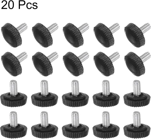 Vista 4 de uxcell 20 pomos moleteados de rosca métrica macho M4 x 0.236 in, pomos de sujeción de tornillo de pulgar, mango de plástico con perno roscado