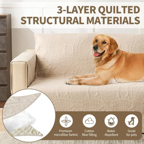 Vista 3 de JYHOPE Funda elástica lavable con correas traseras de amarre y patrón texturizado de monedas, protector de muebles antideslizante para sofá modular