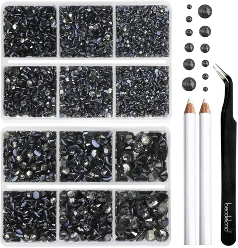 Vista 16 de BEADSLAND Diamantes de imitación termoadhesivos, 6080 piezas de diamantes de imitación azules para manualidades en ropa, 6 tamaños mixtos con lápiz