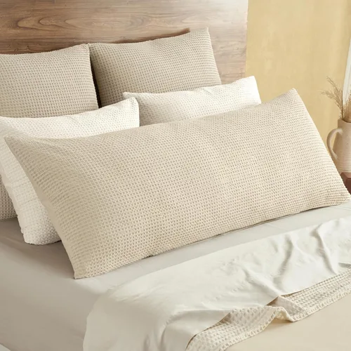 Vista 45 de PHF Funda de almohada 100% algodón con tejido de gofre, 18 x 18 pulgadas, sin relleno, paquete de 2 elegantes fundas de almohada cuadradas