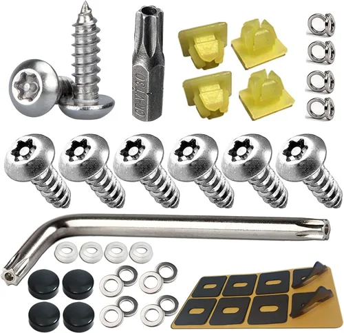 Vista 11 de Aootf Tornillos de acero inoxidable para placa de matrícula, pernos antirrobo para marco de matrícula, sujetadores resistentes a manipulaciones