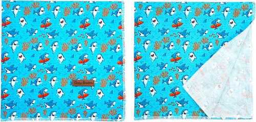 Vista 3 de Pañuelo para perro, pañuelo para mascotas con estampado de tiburón, pañuelo para mascotas, 1 unidad, lavable, de algodón, cuadrado, bufandas