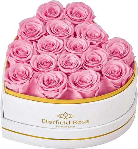 Vista 30 de Eterfield 27 flores para siempre en caja con forma de corazón, rosas preservadas que duran un año, flores preservadas, regalos de cumpleaños