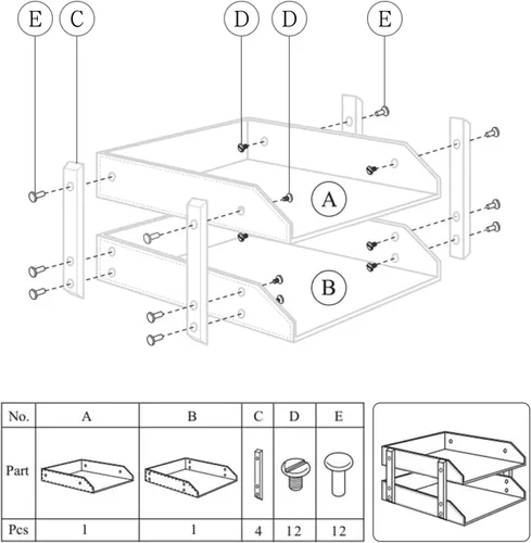Vista 5 de Organizador de escritorio de cuero, soporte apilable de 2 niveles, suministros de oficina, caja de almacenamiento de escritorio para documentos