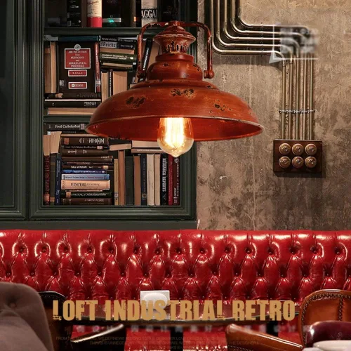 Vista 4 de Industrial Vintage Iron Chandelier Light Fixture E27/E26 - Elegant Retro Hanging Lamp for Kitchen, Dining Room, and Living Spaces