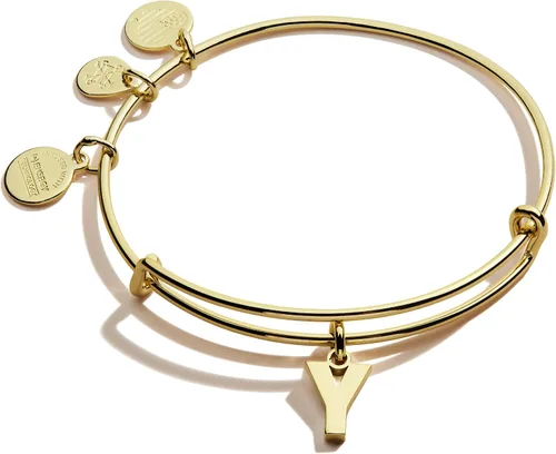 Alex and Ani Brazalete expandible para mujer, dije de letras de la A a la Z, acabado brillante, de 2 a 3.5 pulgadas