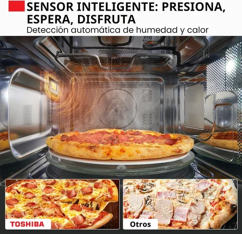 Vista 5 de Toshiba Horno de microondas freidora de aire combo 4 en 1 para encimera, sensor inteligente, convección, función silenciosa, memoria de posición