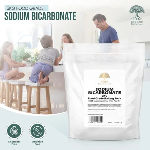 Vista 2 de Eco-Lux Essentials Bicarbonato de sodio puro, bicarbonato de sodio (11 libras) de grado alimenticio para limpieza, hornear, bombas de baño