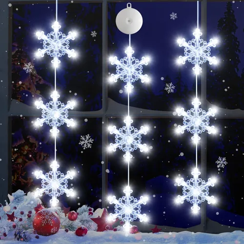 Vista 13 de Paquete de 5 luces de ventana para el día de San Valentín con temporizador, funciona con pilas, cadena roja iluminada en forma de corazón, silueta