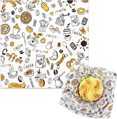 Vista 10 de 300 hojas de papel de delicatessen de 10 x 10 pulgadas, hojas de papel encerado para alimentos, papel de envoltura de sándwich resistente a