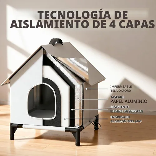 Vista 3 de Casa refrescante para gatos con bolsas de hielo para exteriores e interiores, aislada y resistente a la intemperie, refugio para gatos