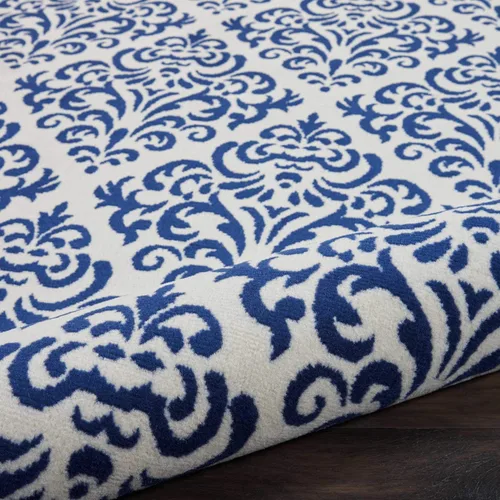 Vista 6 de Nourison Home Grafix Damask White/Blue 6' x 9' Area -Rug, Easy -Cleaning, Non Shedding, Bed Room, Living Room, Dining Room, Kitchen (6x9)