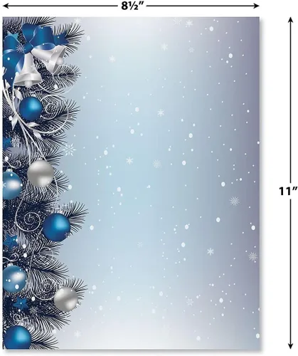 Vista 2 de Current - Papelería navideña de campanas plateadas, para cartas de Navidad o notas escritas a mano, 25 hojas, 8½ x 11 pulgadas, compatible