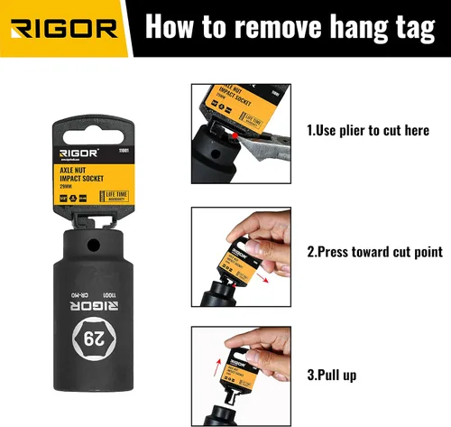 Vista 6 de RIGOR 11001 - Enchufe de impacto de tuerca de eje de 1.142 in, accionamiento de 1/2 pulgada, 6 puntos, profundo, CR-MO, métrico, ajuste rápido