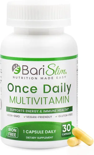 BariSlim Cápsula multivitamínica bariátrica Once Daily - Fórmula sin hierro - Vitamina bariátrica y suplemento para poscirugía, incluyendo bypass