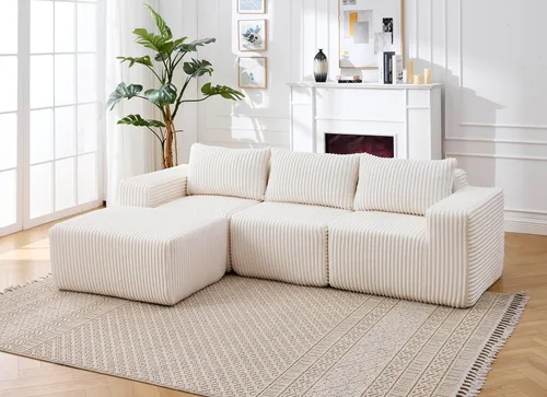 Vista 10 de Modern Minimalist Modular Sectional Sofa L-Shape Upholstered Cloud Couch with Deep Seats Right Facing Chaise for Living Room Bedroom Apartment Dark