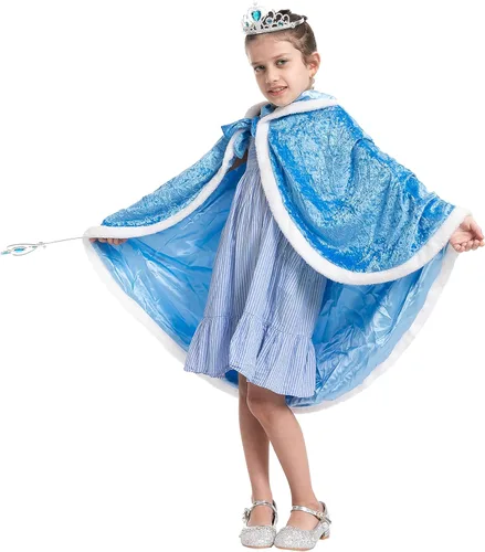 Vista 3 de Spooktacular Creations Capa con capucha de princesa de 3 piezas con corona de tiara y varita, accesorios de disfraz de princesa para niñas