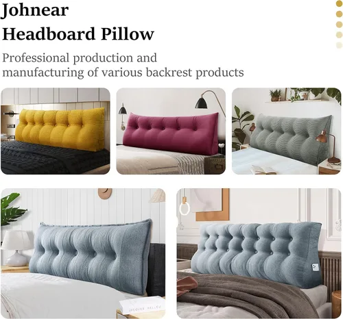 Vista 7 de Almohadas de cuña de lectura para reposo grande, soporte triangular para cama, cabecera tapizada, respaldo y posicionamiento, cojín lumbar con funda