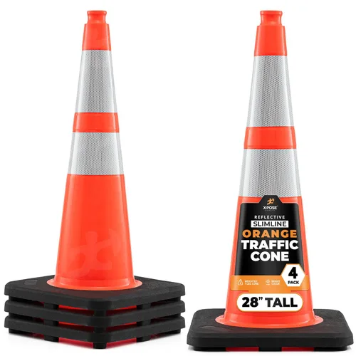 Vista 96 de Xpose Safety Conos de tráfico naranjas de 28 pulgadas con collares de 6 y 4 pulgadas, 1 paquete – Cono de seguridad de plástico PVC multiusos
