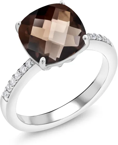 Vista 85 de Gem Stone King Anillo de compromiso de plata de ley 925 con piedra preciosa de corte cojín de 0.39 pulgadas Anillo de compromiso de aniversario