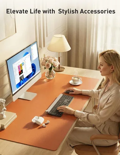 Vista 745 de Aothia Protector de escritorio de cuero, alfombrilla para mouse, alfombrilla de escritorio de oficina, 31.5 x 15.7 pulgadas, secante de escritorio