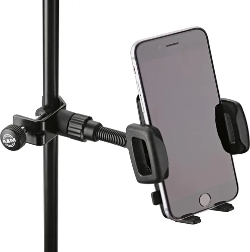 Vista 3 de K&M 19747 Soporte para teléfono inteligente Negro Plástico 360 ° Rotatorio Flexible Mandíbulas de sujeción para trípode, escritorio, etc