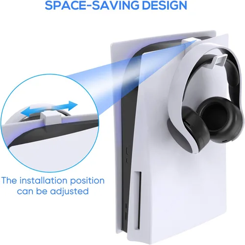 Vista 2 de FYOUNG Soporte de auriculares para PS5SlimPro, gancho para soporte de auriculares, compatible con consolas PlayStation 5 (blanco)