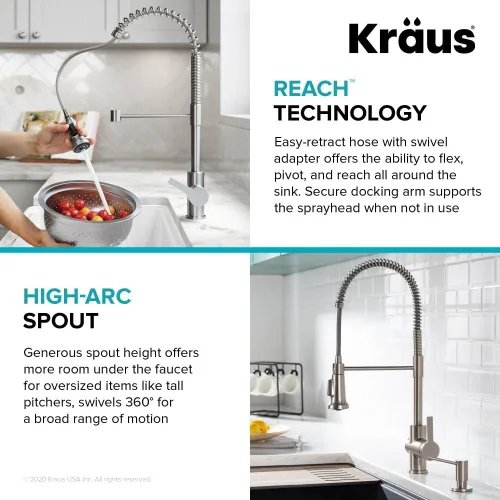 Vista 7 de Kraus KPF-1691MB Britt - Grifo de cocina de 2ª generación de estilo comercial desplegable con un solo mango, color negro mate