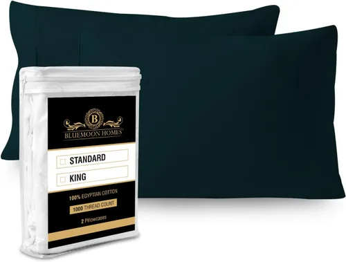 Vista 77 de 100% Cotton Pillow Covers for Queen/Standard Size Pillows - Set of 2 Sateen Pillowcases - Egyptian Cotton Pillow Cases with Long Staple Cotton for