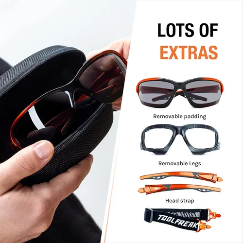 Vista 6 de ToolFreak Recka - Conjunto de gafas y gafas de seguridad, clasificado según ANSI z87.1-2015, accesorios incluidos