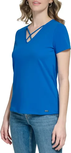 Vista 2 de Calvin Klein Blusa de manga corta de punto para mujer
