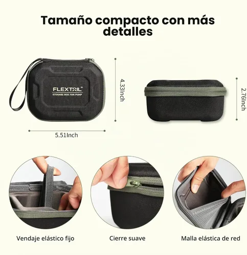 Vista 4 de FLEXTAILGEAR Estuche portátil para bomba de aire, material rígido de polipropileno, compatible con bomba pequeña X/Tiny pump 2X/Tiny Pump 3x/Max