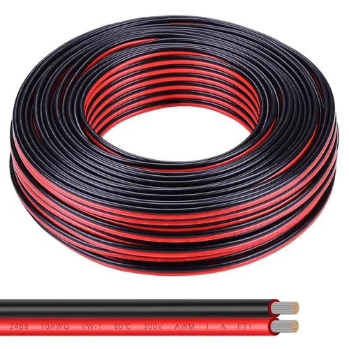 Vista 10 de Cable de cobre estañado de 10 pies de calibre 10, 2 conductores, cable paralelo aislado para panel solar, audio de automóvil, automóvil, cable 10