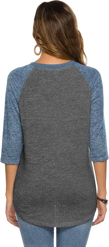 Vista 5 de HOCOSIT - Camiseta básica de verano para mujer con cuello redondo, estilo novio y manga raglán