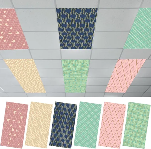 Vista 18 de Outus 4 piezas de cubierta de luz fluorescente para iluminación de aula con 10 imanes, filtro de luz magnético, decoración de panel de techo de 2 x