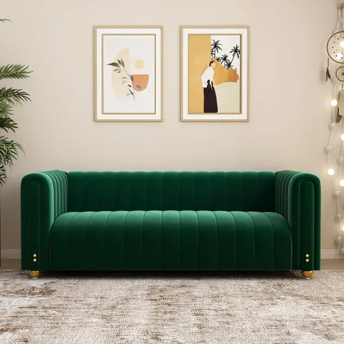 Vista 3 de Sofá modular en forma de L con otomana para espacios pequeños, sofá moderno de mediados de siglo, sofá biplaza convertible, sofá seccional para sala