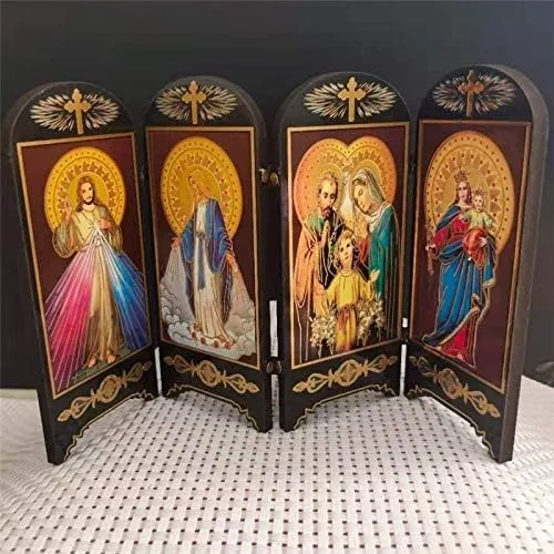 Decoración Cristiana Católica Madera Pantalla Adornos Sagrada Familia Santa Madre Jesús Estatuas Iconos Decoración Inicio Imágenes Religiosas
