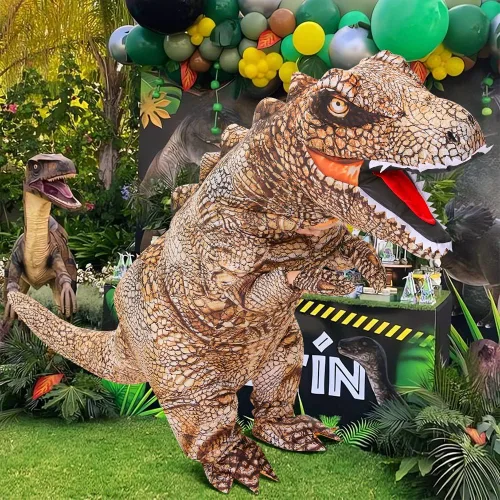 Vista 2 de KOOY Disfraz inflable,Dinosaurio T REX de Halloween para niños,Trajes inflables de cuerpo completo