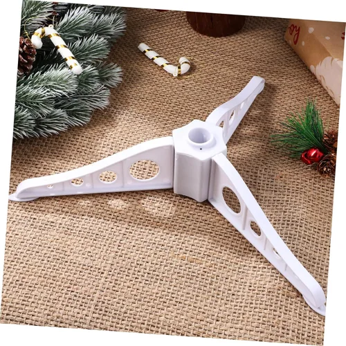 Vista 7 de INOOMP Soporte para árbol de Navidad, base de árbol de Navidad artificial blanca, soporte para árbol de Navidad, soporte giratorio de repuesto