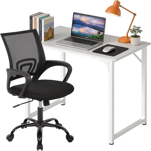 Vista 10 de PayLessHere Juego de escritorio y silla de oficina en casa de 32 pulgadas, escritorio para computadora de 32 pulgadas con silla de oficina
