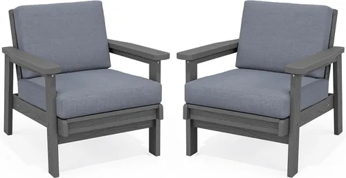 Vista 27 de SERWALL Sofá biplaza para patio al aire libre de HDPE, para todo tipo de clima, muebles de exterior de HDPE, marco negro y cojín gris