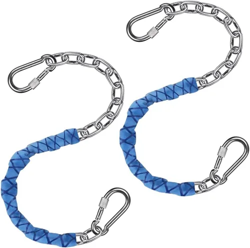 Vista 2 de BeneLabel 2 cadenas de acero inoxidable de 65 pulgadas con 4 hebillas de conexión rápida, kit de colgar resistente para juego de columpios