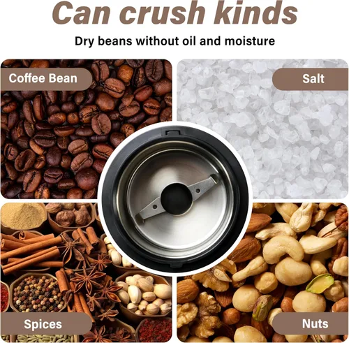 Vista 2 de Molinillos de café para uso doméstico, molinillo de especias, molinillo de granos de café, molinillo de hierbas, motor de alta velocidad, operación