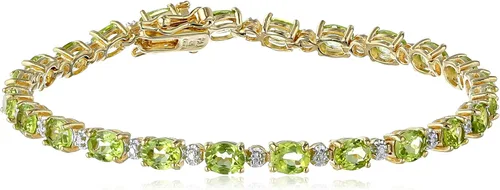 Tienda Collection 18k Yellow Gold Plated Sterling Silver Genuine Gemstones and Diamond Accent Tennis Bracelet
