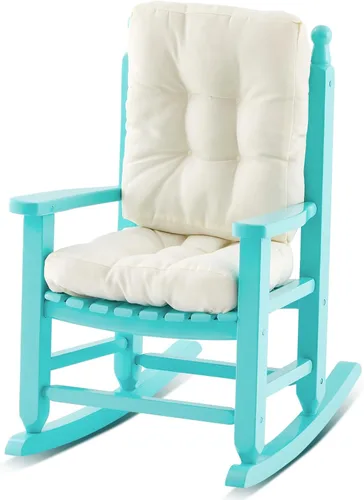 Juego de Cojines para Silla de Balancín Infantil Silla de Balancín para Interior y Exterior de Madera para Niños Balancín de Patio para Porche Azul